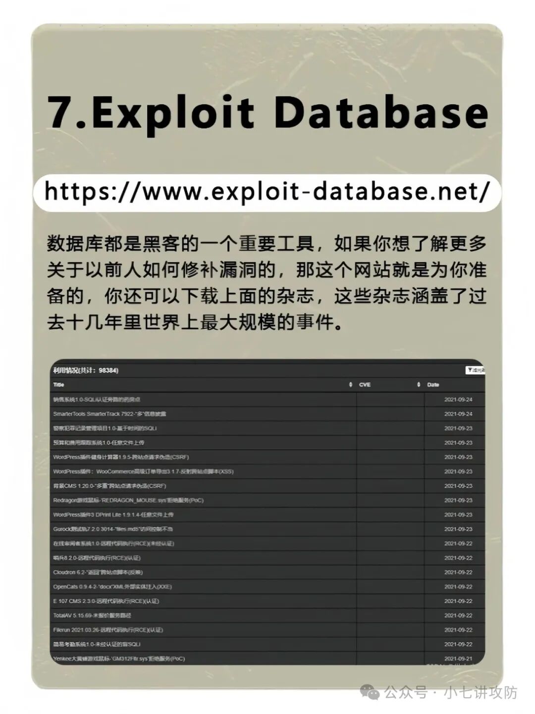 Exploit Database 漏洞库查询界面截图