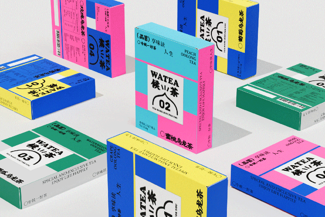 WATEA候茶多口味彩色包装展示