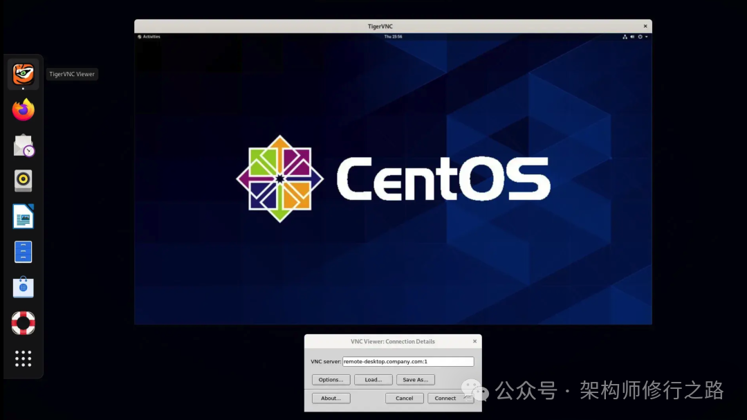 TigerVNC在Linux CentOS上的连接界面
