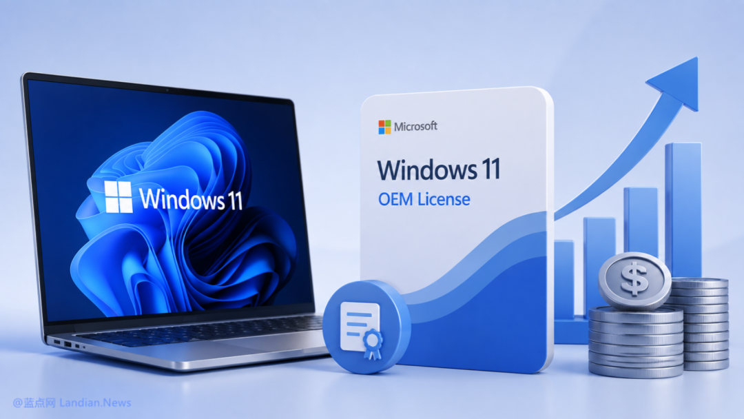 微软 Windows 11 OEM 授权费上涨宣传图