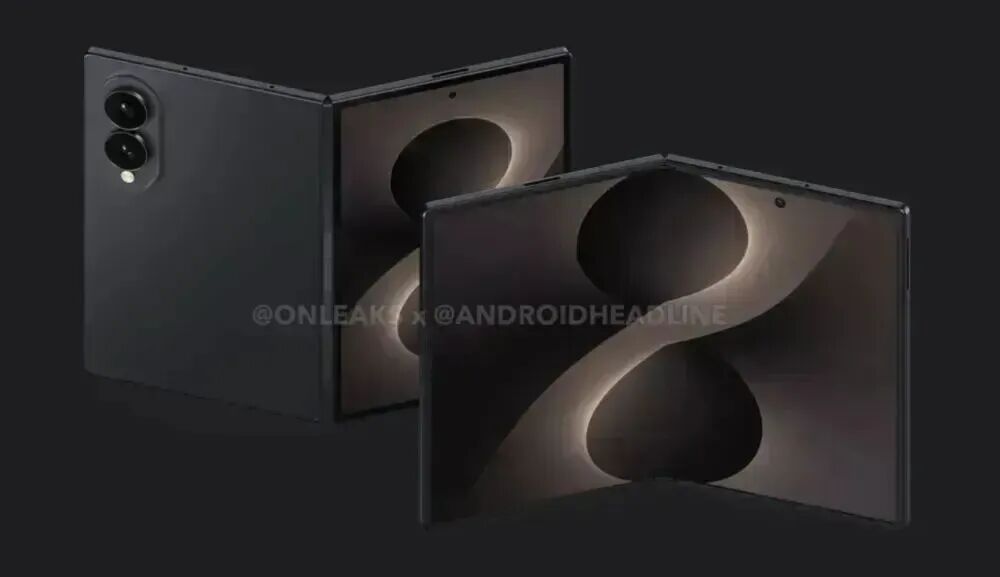 三星Galaxy Z Fold8 Wide渲染图 展开和折叠状态