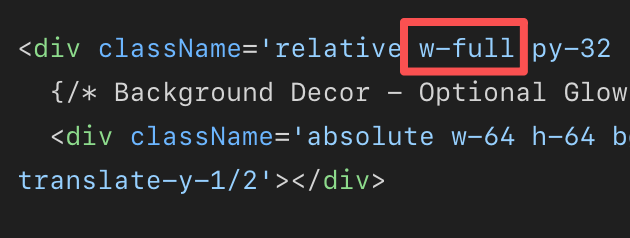 AI在div上冗余添加w-full类名的代码截图