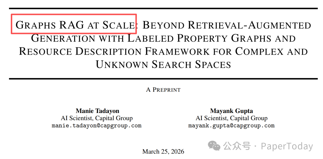 Graphs RAG at Scale论文标题页