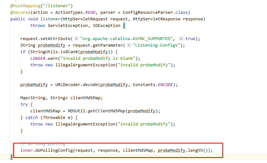 ConfigController的listener接口源码