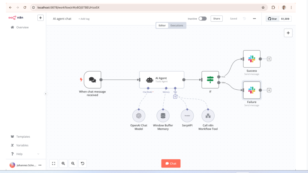 n8n AI Agent工作流流程图