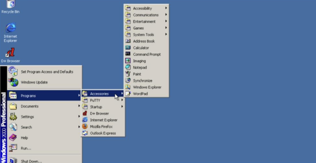 JSLinux运行Windows 2000 Professional桌面