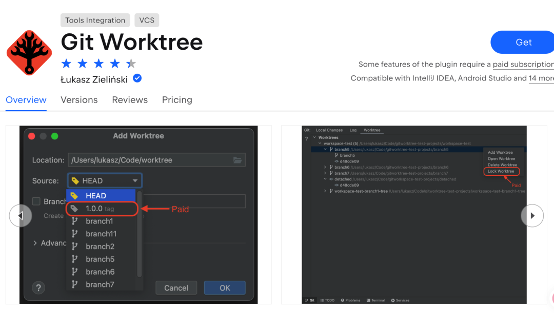 Git Worktree 插件界面截图