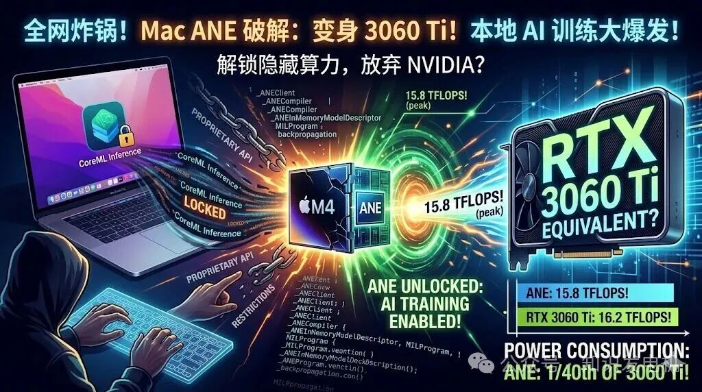 展示ANE项目原理与性能对比的技术概念图