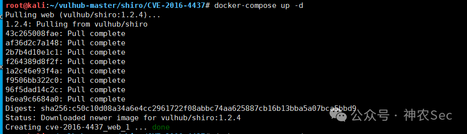 使用docker-compose启动Shiro漏洞环境