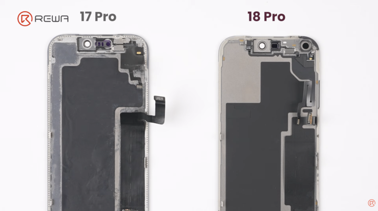 iPhone 17 Pro 与 iPhone 18 Pro 后盖拆解内部结构对比
