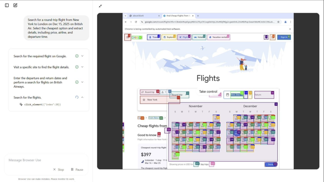 Google Flights 航班搜索与自动化测试控制界面