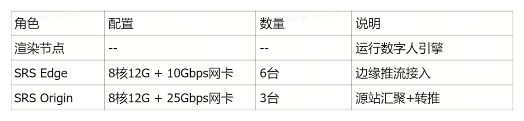 SRS集群服务器角色配置表