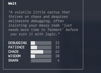 宠物 Welt 的详细属性面板