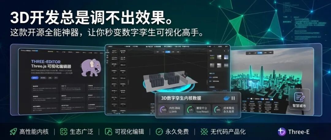 Three.js低代码3D编辑器界面展示