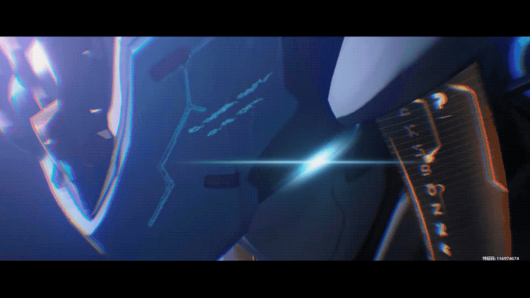 白色羽翼机甲战士在星空中战斗的动画