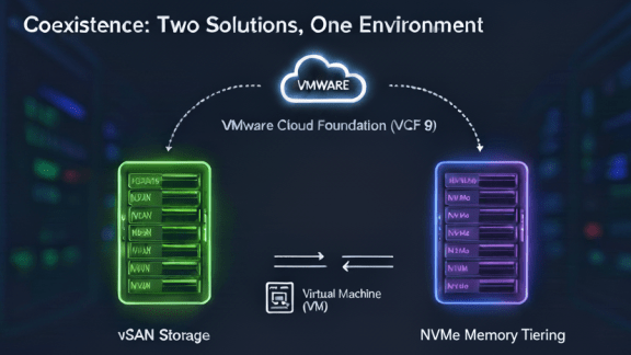 VCF 9环境下vSAN与内存分层协同架构图