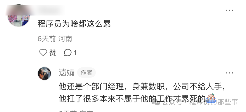 社交媒体评论截图：解释程序员劳累原因
