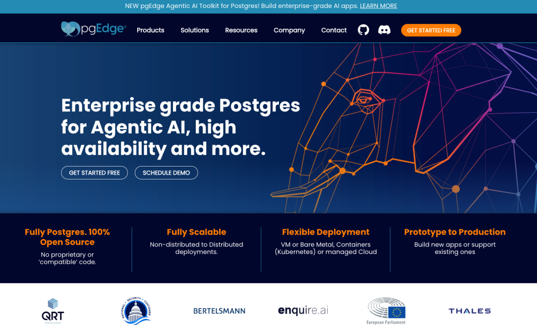 pgEdge 官方网站介绍，主打企业级PostgreSQL与多主复制