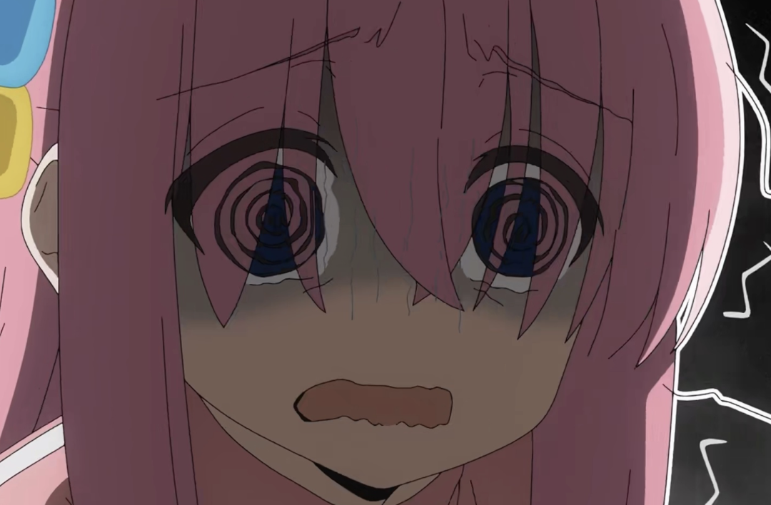 惊恐表情的动漫少女特写