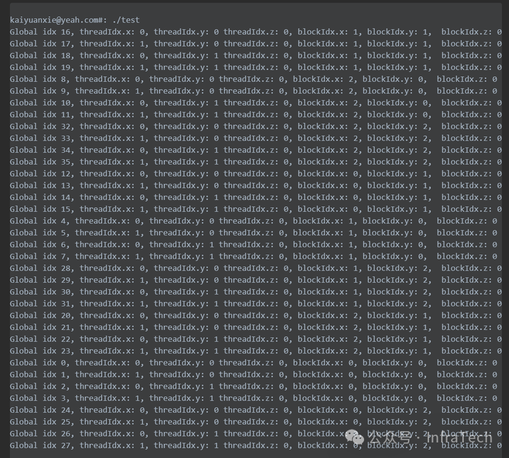 全局索引打印输出示例