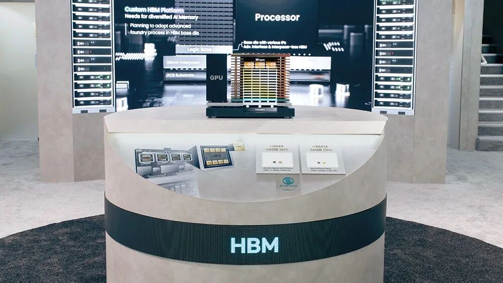 SK海力士展会HBM4定制平台与逻辑基底芯片展示区