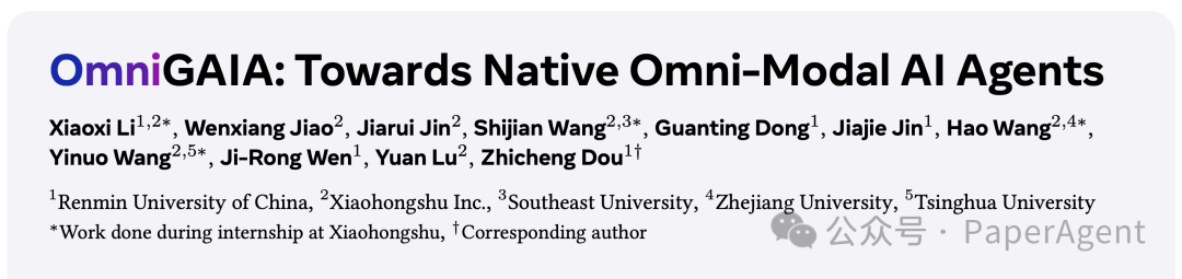 论文标题页：OmnigAIA: Towards Native Omni-Modal AI Agents