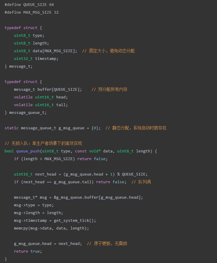 预分配固定大小消息队列的实现代码