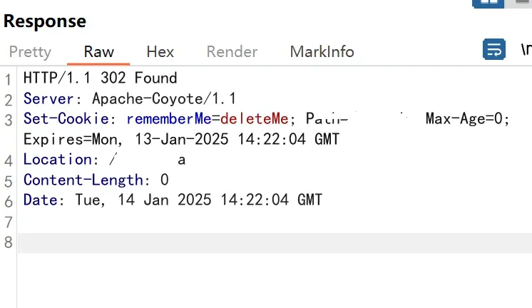HTTP响应头截图，显示302跳转与Cookie设置