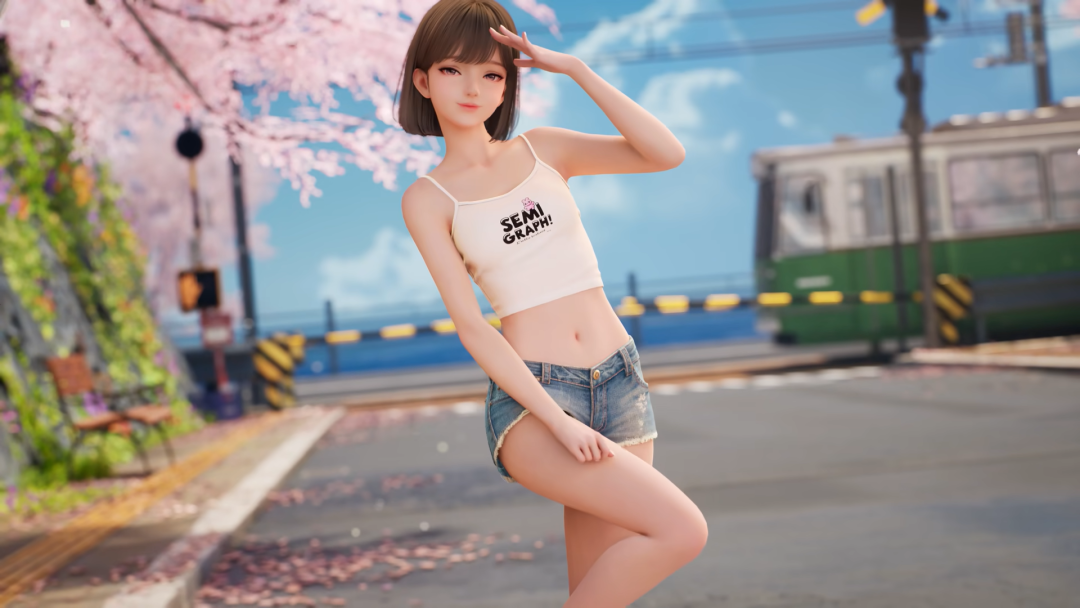 3D虚拟偶像Ria春日街头形象