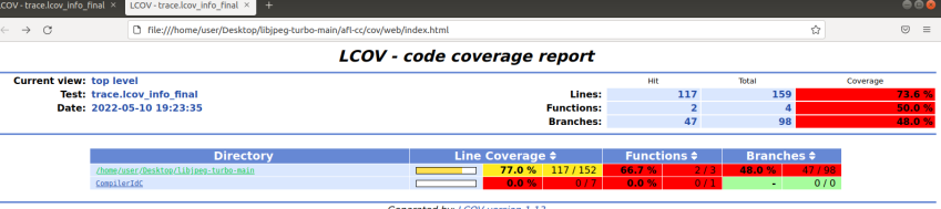 覆盖率报告首页