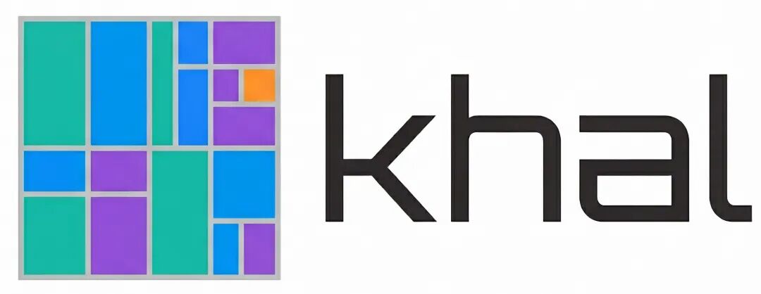 Khal项目Logo，左侧为彩色块组成的图案，右侧为英文单词“khal”