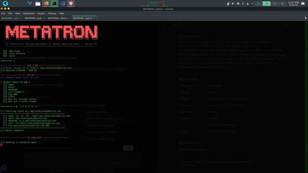 METATRON正在进行目标扫描与AI分析