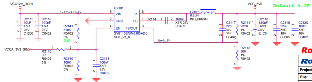 SY8113B/SM8103ADC 实现的 12V 转 5.2V 电路
