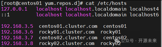 /etc/hosts 文件内容示例，展示了 IP 与主机名的映射