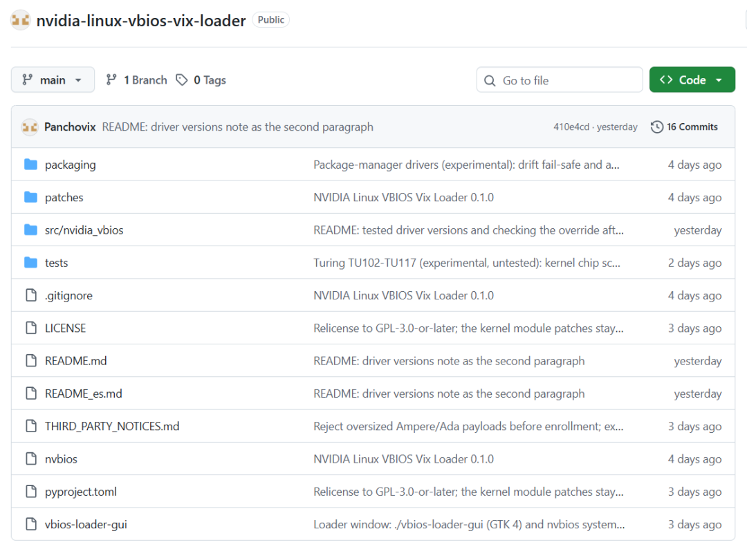 nvidia-linux-vbios-vix-loader GitHub 仓库