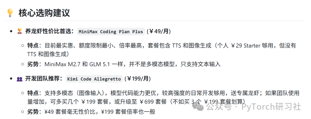 AI编程套餐选购核心建议截图