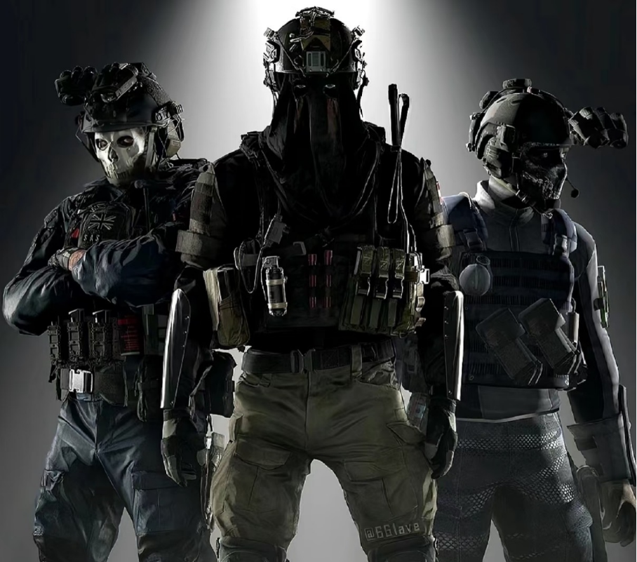 三位全副武装的COD角色同人插画