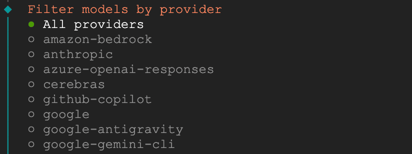 保持所有模型供应商