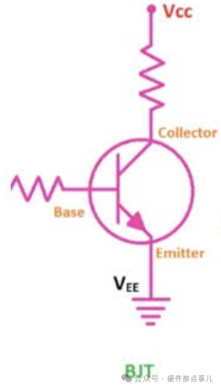 NPN晶体管集电极接Vcc,发射极接VEE