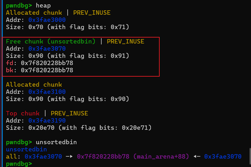chunk1进入unsortedbin的状态