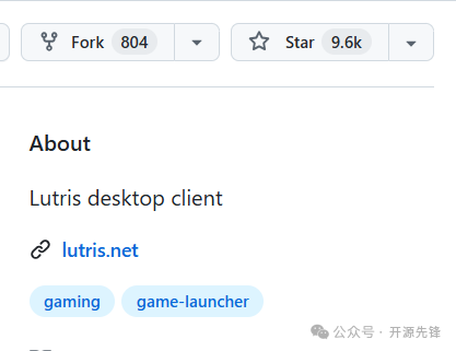 GitHub项目页，显示Lutris获得9.6k星