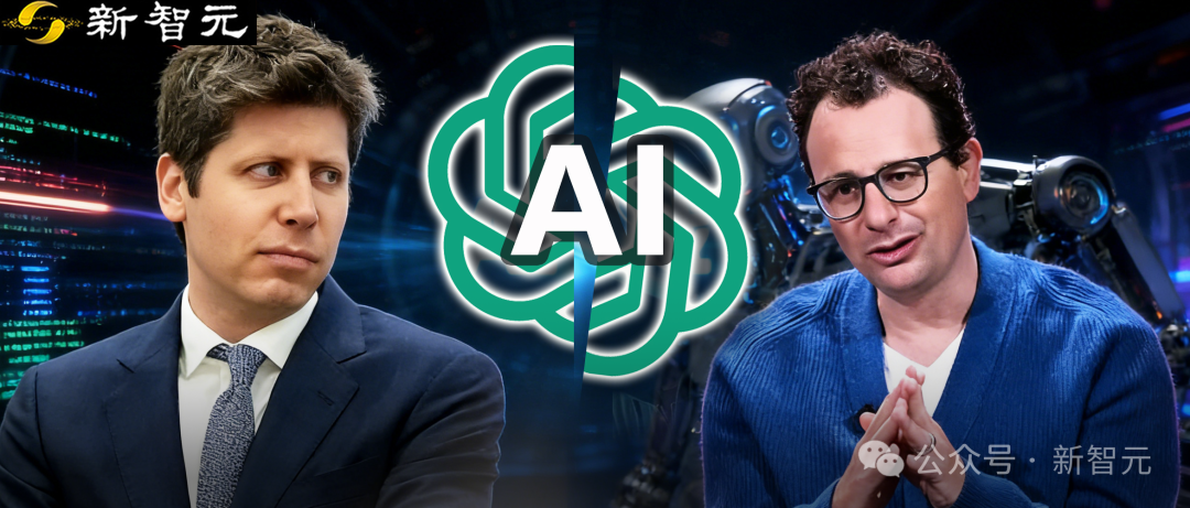 OpenAI标志裂变与人物对比图