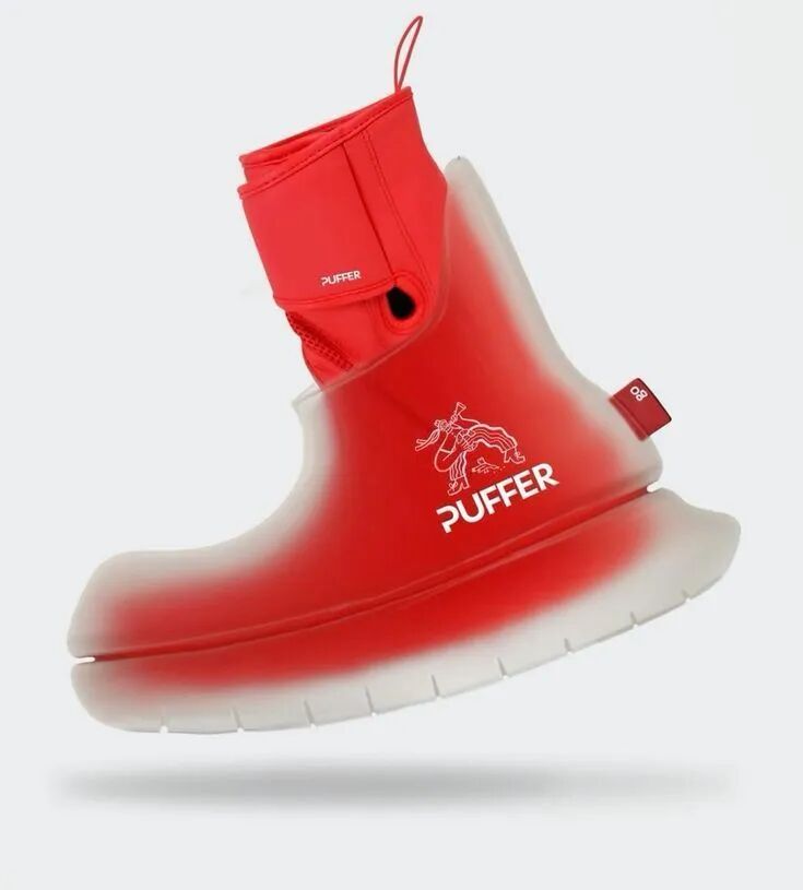 红色透明高帮鞋设计