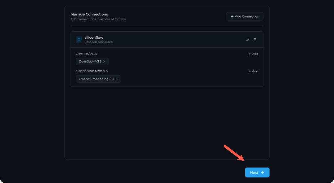 已配置好模型的连接界面
