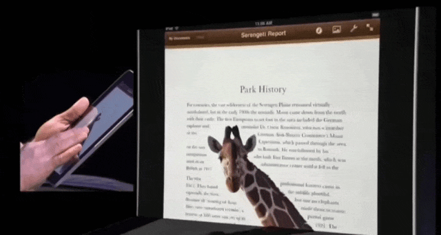 展示iPad上文字环绕图片效果的GIF