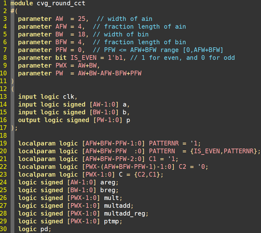 收敛舍入模块SystemVerilog代码