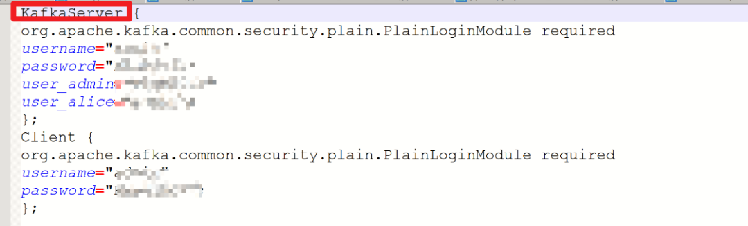 Kafka JAAS配置中的用户名密码