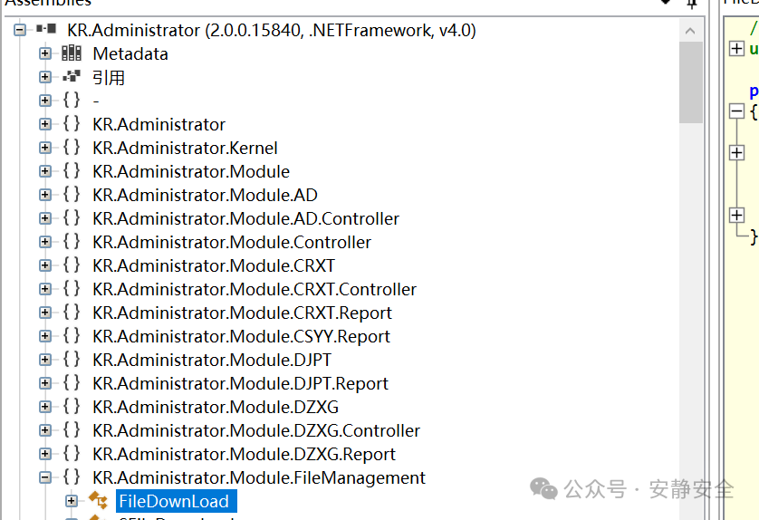 反编译程序集中的FileManagement命名空间结构