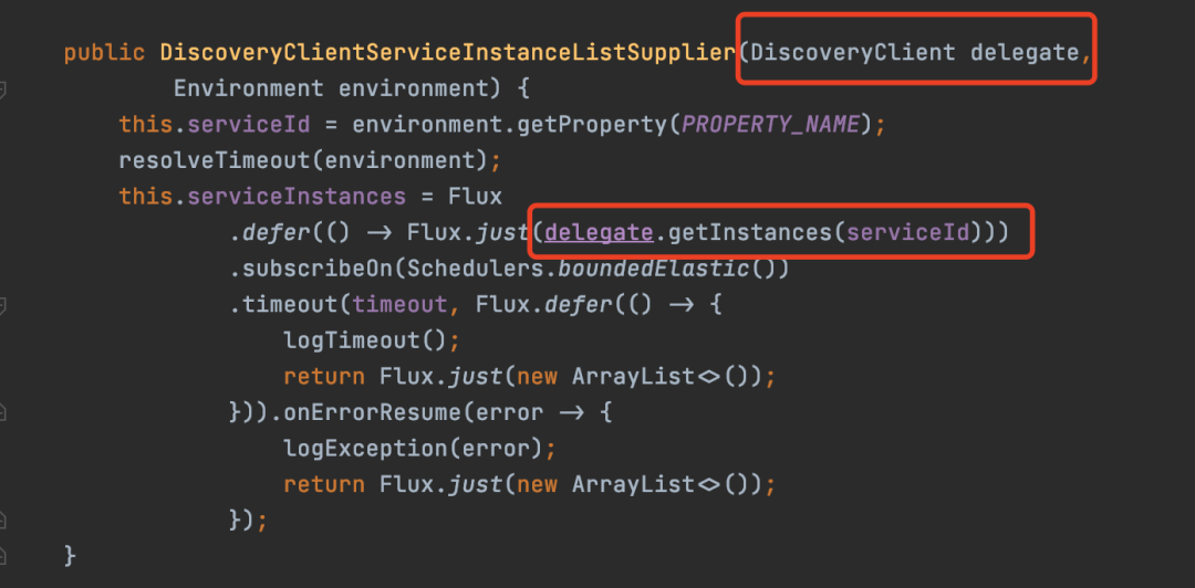 LoadBalancer使用DiscoveryClient获取服务实例的代码