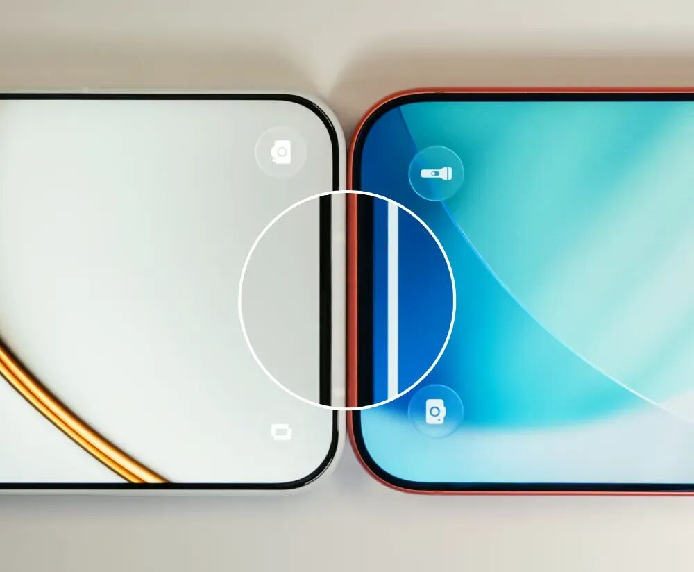 一加15T屏幕边框对比示意图